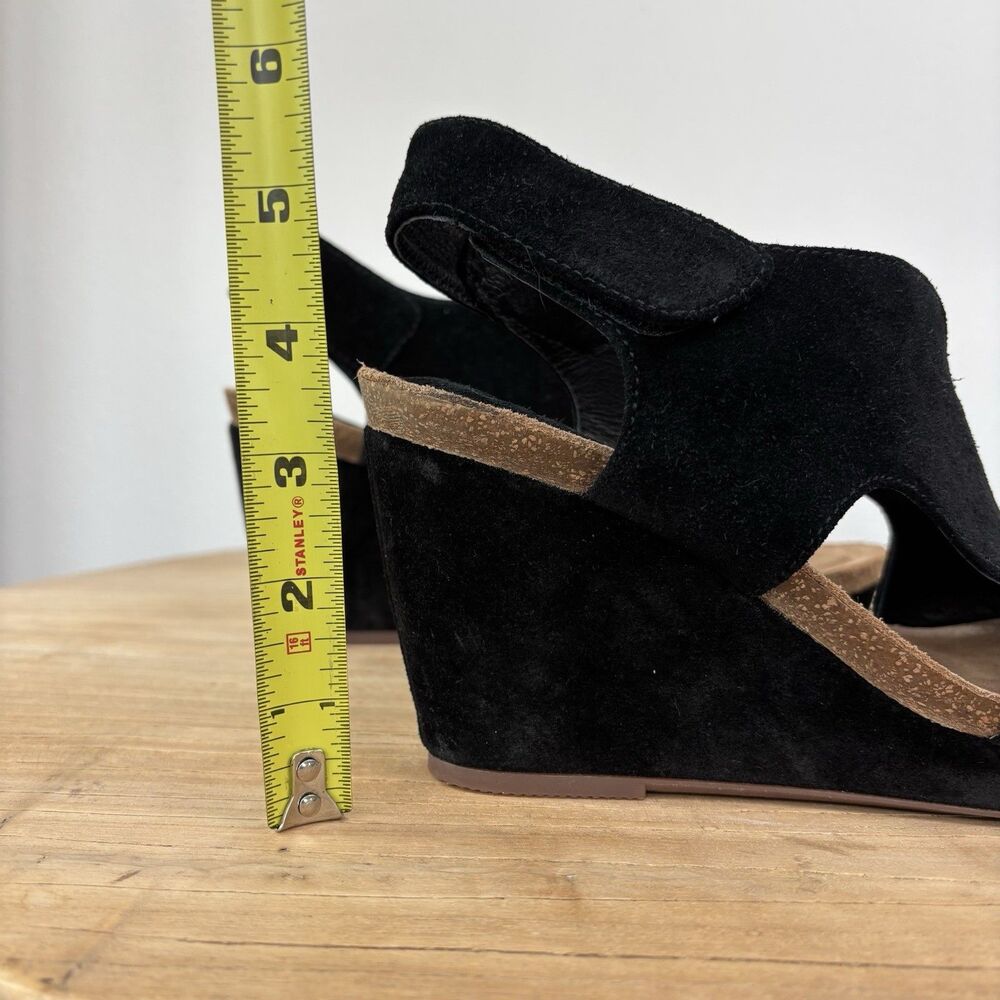Sofft Leather Suede Wedge Sandals Black 9 Open Toe Capsule Comfort Casual Chloee - Picture 11 of 12